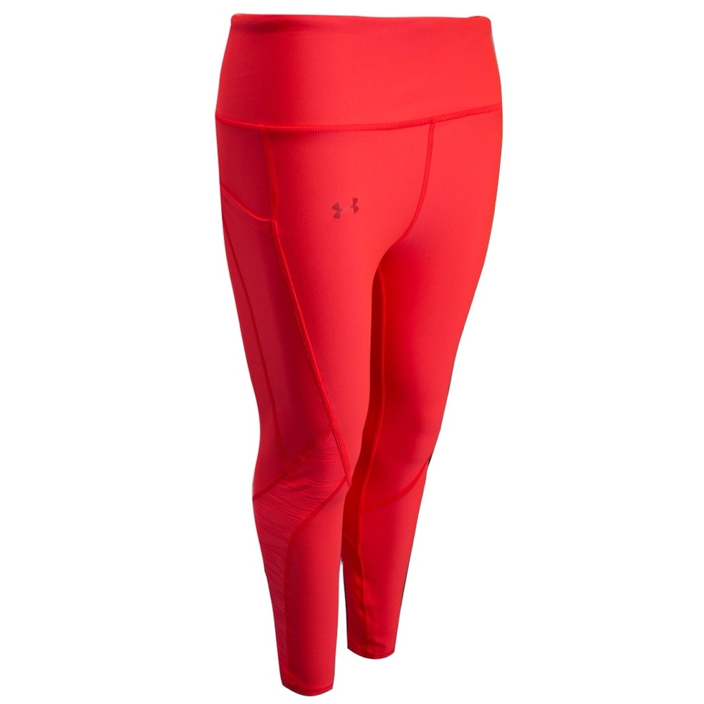 NWT! Under Armour Neon Orange Heatgear Jacquard Ankle Crop Fitness Leggings Sz M